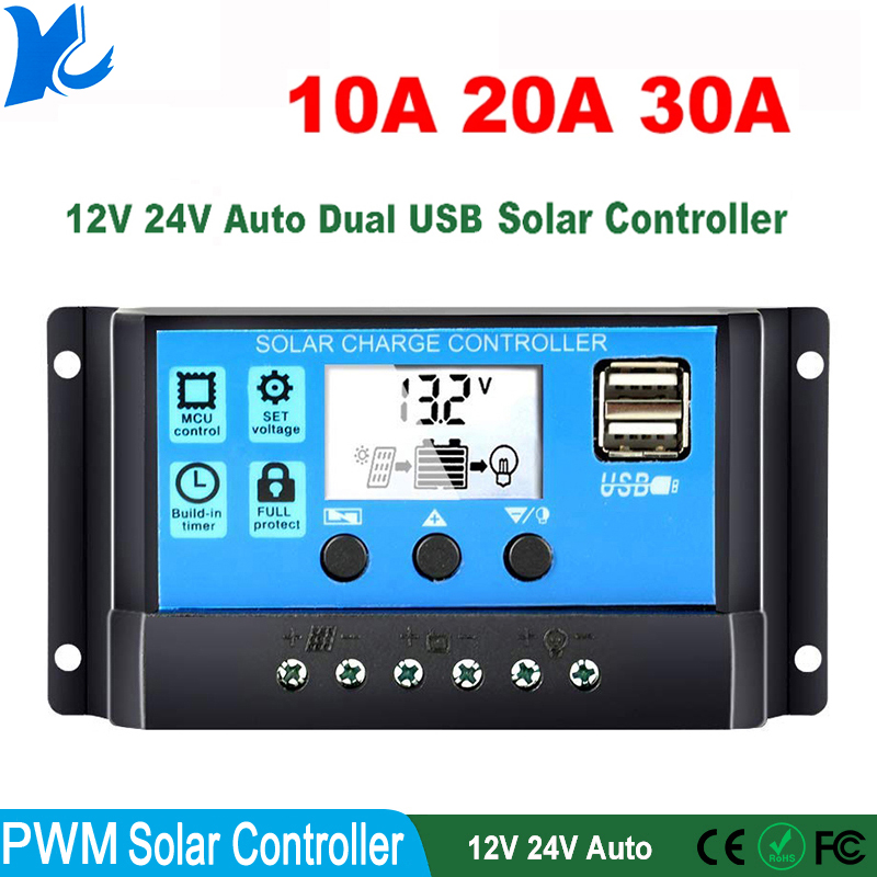 Pwm Charge Controller - High Efficiency 10A 20A 30A 12V