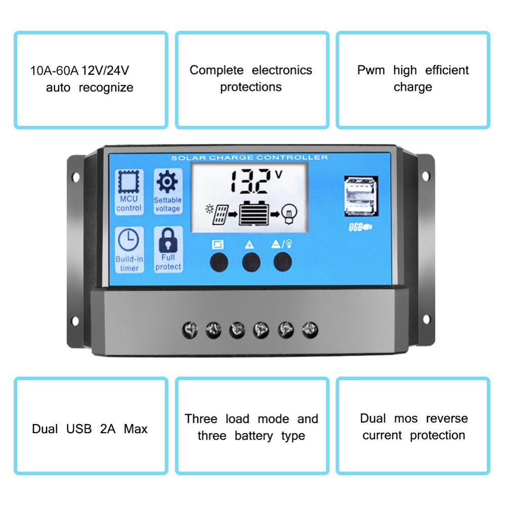 High Efficiency 10A 20A 30A 12 - Pwm Charge Controller recension och pris